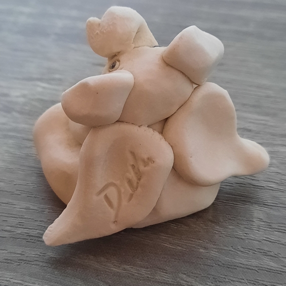 Handmade Clay Pottery Elephant Angel Miniature Figurines Artist Signed - Picture 10 of 14